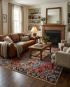 Patio Heritage Collection Area Rug -  Garden Rectangle Rust Red and Blue  lifestyle 16