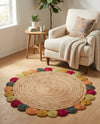 Woven Seaside Jute Collection Area Rug - Santorini Round Natural  lifestyle 6