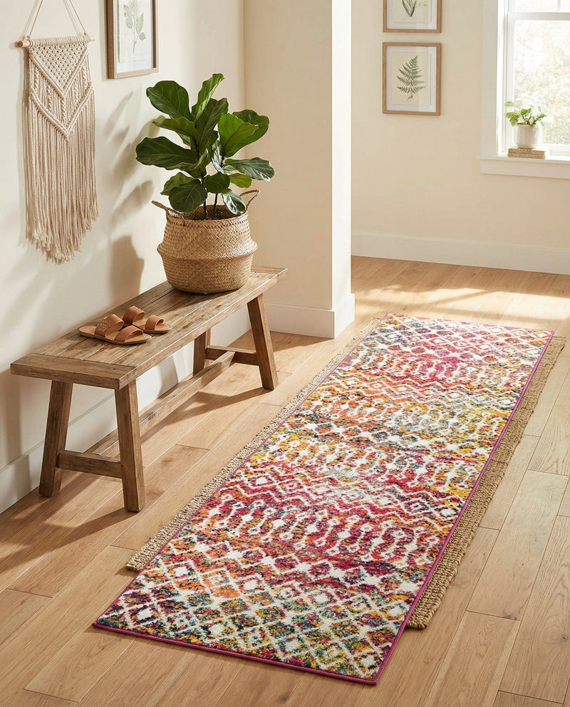 Mediterranean Lattice Collection Area Rug - Santorini (Multi) Runner Multi  lifestyle 43