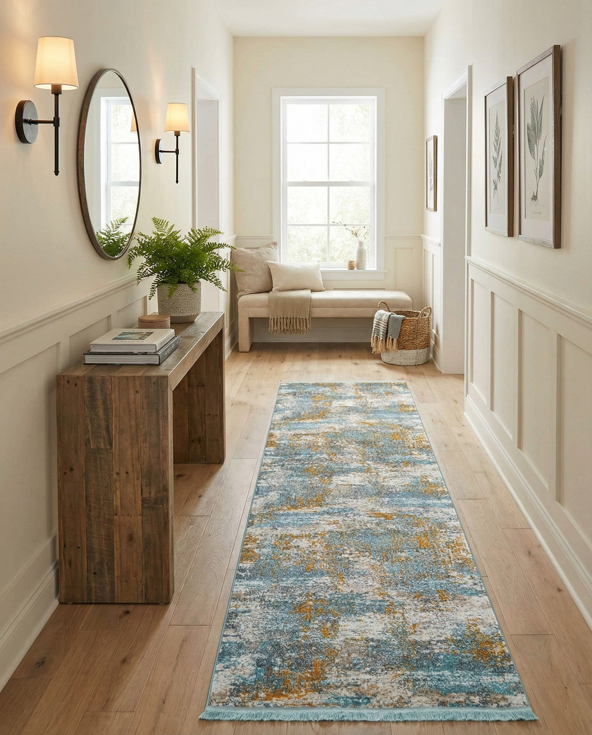 Arcadia Rugs Collection Area Rug -  Nirvana Runner Cream Blue  lifestyle 81