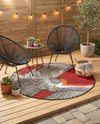 Urban Terrace Collection Area Rug -  Porch Round Red and Black  lifestyle 49