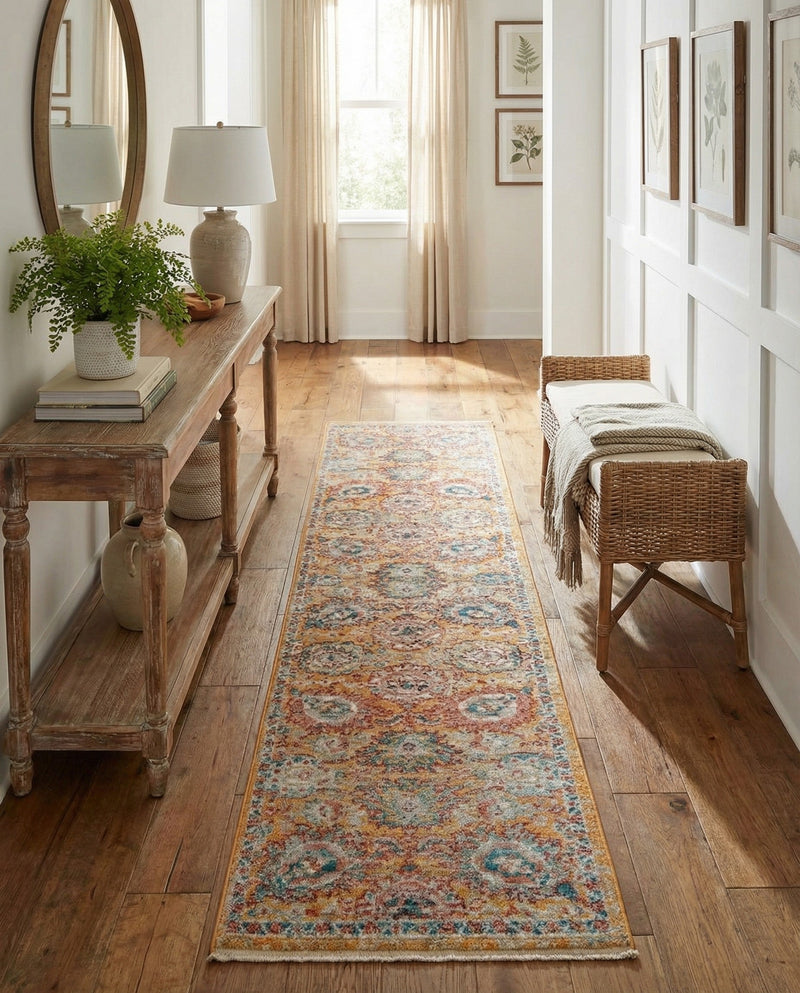 Seville Stripes Collection Area Rug -  Cordoba (Yellow) Runner Yellow  lifestyle 77