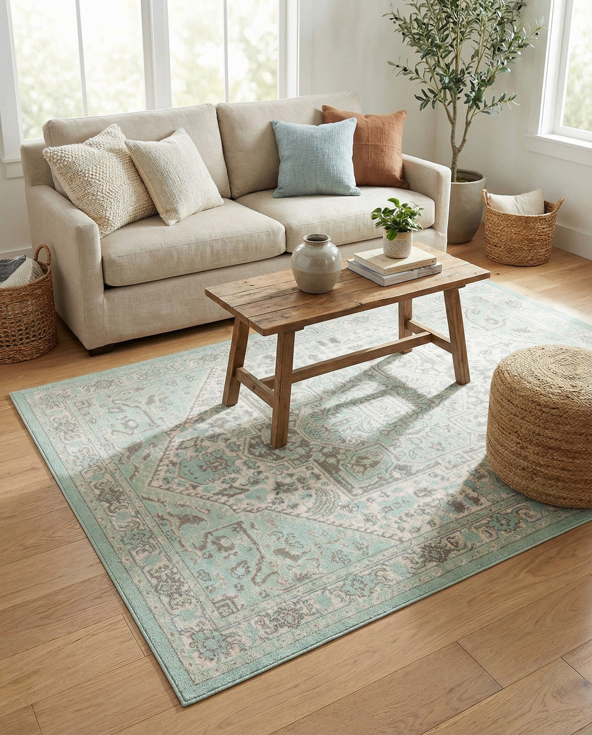 Savannah Series Collection Area Rug - Charleston (Mint) Rectangle Mint  lifestyle 18