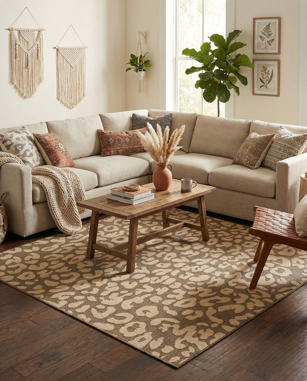 Sahara Sands Collection Area Rug -  Buto Square Brown  lifestyle 82