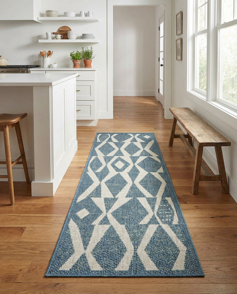 Coastal Terrace Collection Area Rug -  Tidepool Runner Blue  lifestyle 58