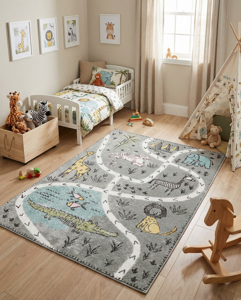 Wonder Tykes Collection Area Rug -  Enigma Rectangle Gray  lifestyle 5