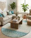 Mediterranean Lattice Collection Area Rug -  Casablanca (Ivory Blue) Oval Ivory Blue  lifestyle 32