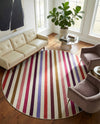 Seaside Stripes Collection Area Rug - Azul Round White  lifestyle 60