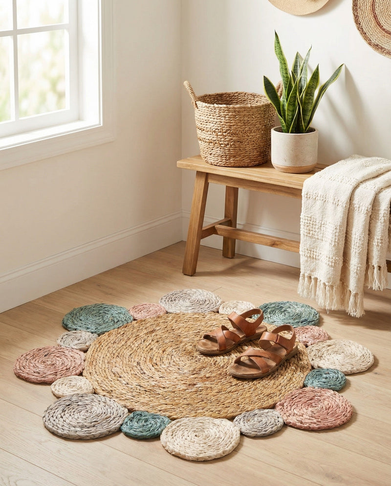 Woven Seaside Jute Collection Area Rug - Sienna Round Multi  lifestyle 19