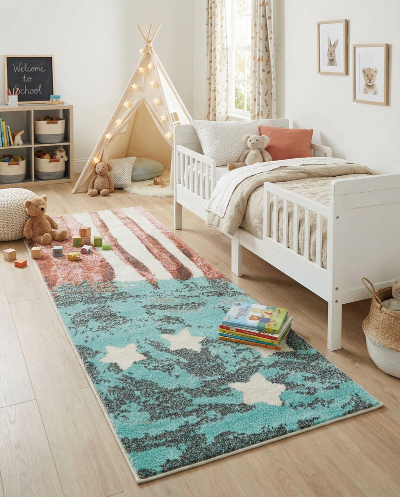 Wonder Tykes Collection Area Rug -  Zany Runner Red and Blue  lifestyle 42