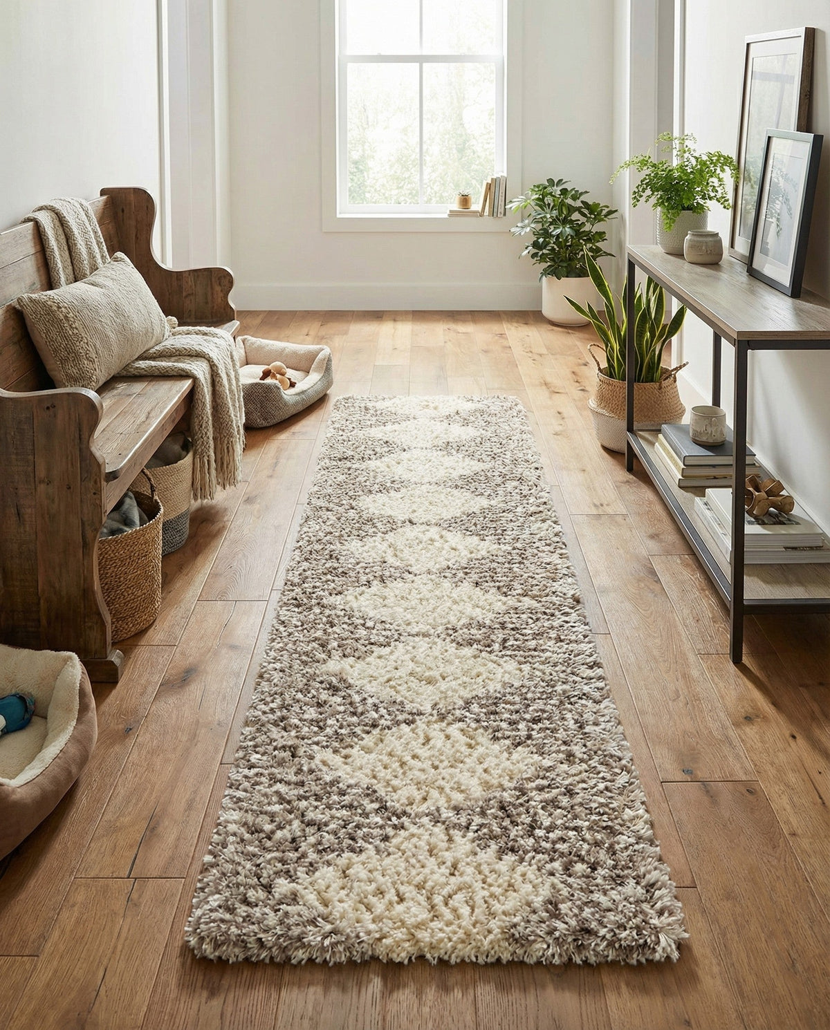 Eternal Plush Oasis Collection Area Rug -  Bliss Runner Pearl and Khaki  lifestyle 90