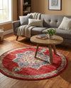 Eden Oasis Collection Area Rug -  Tranquility (Burgundy) Round Burgundy  lifestyle 50