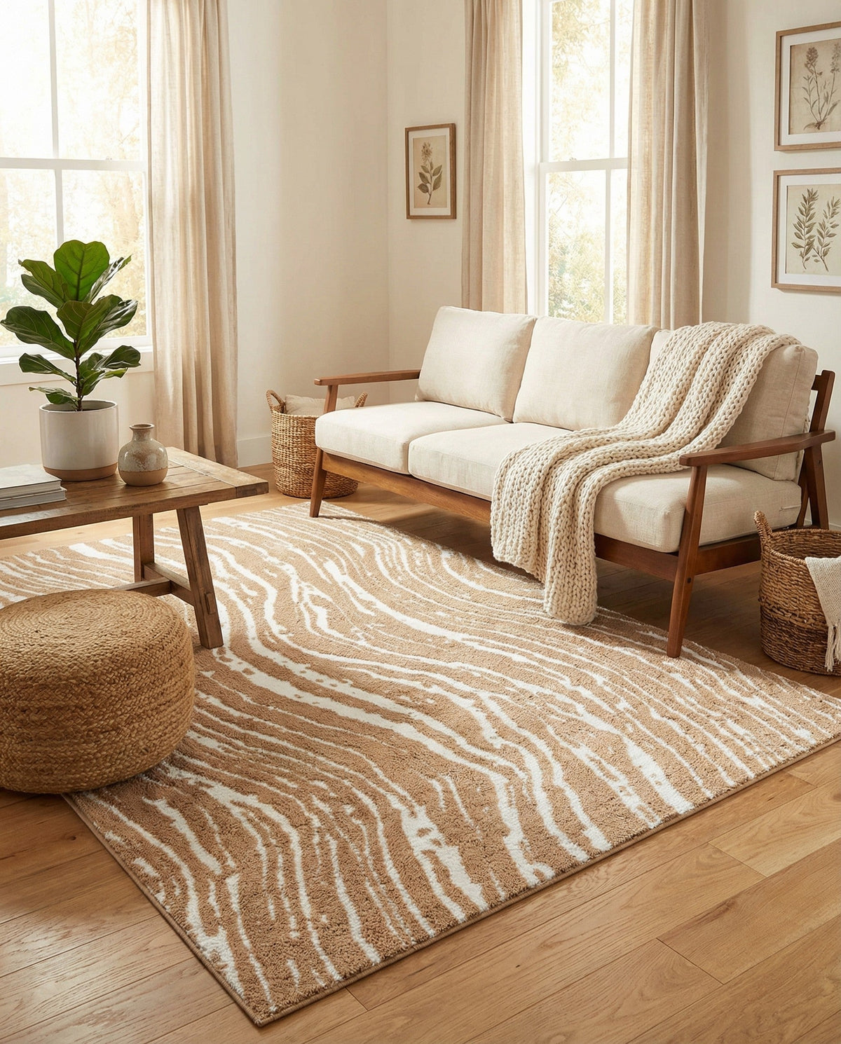 Sienna Collection Area Rug -  Garda Rectangle Caramel and Ivory  lifestyle 44