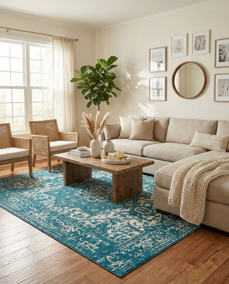 Georgetown Rugs Collection Area Rug - Dupont (Turquoise) Rectangle Turquoise  lifestyle 3