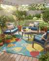 Coastal Terrace Collection Area Rug -  Cove Rectangle Blue  lifestyle 17