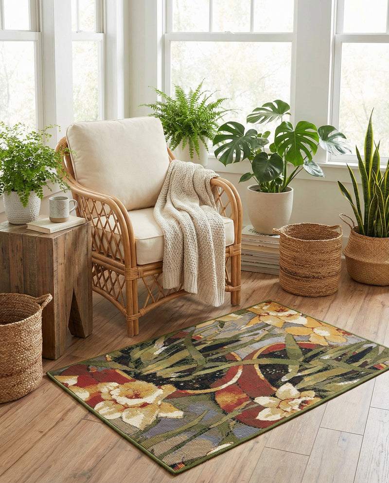 Seaside Blooms Collection Area Rug - Eden Rectangle Multi  lifestyle 11
