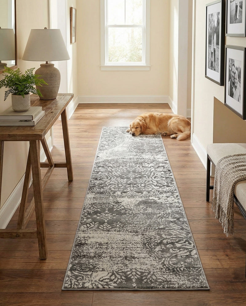 Riviera Elegance Collection Area Rug -  Monaco (Gray) Runner Gray  lifestyle 61