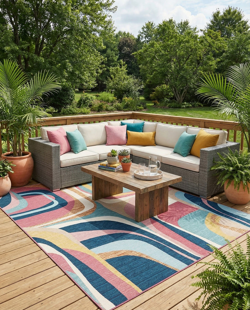 Urban Terrace Collection Area Rug - Venice Rectangle Multi  lifestyle 15