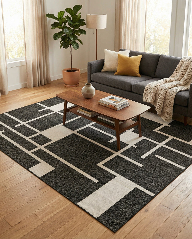 Urban Terrace Collection Area Rug -  Parkside Rectangle Black and White  lifestyle 18