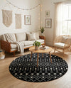 Mediterranean Lattice Collection Area Rug - Santorini (Black and White) Round Black and White  lifestyle 57