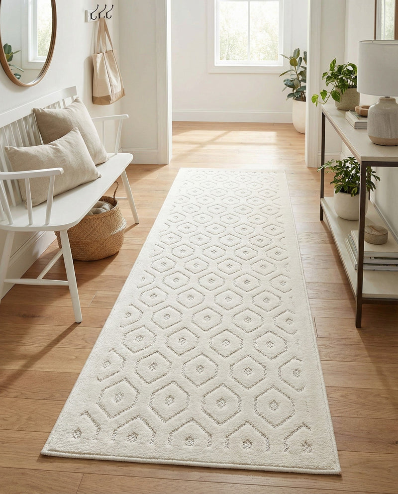 Garden Lattice Charm Collection Area Rug - Arbor (Ivory) Runner Ivory  lifestyle 50