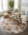 Seaside Haven Rugs Collection Area Rug -  Lighthouse (Ivory Rust Red) Round Ivory Rust Red  lifestyle 45