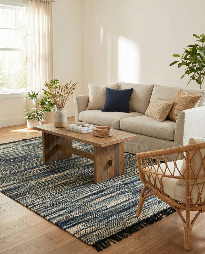 Savannah Jute Collection Area Rug - Nantucket Rectangle Green and Ivory  lifestyle 23