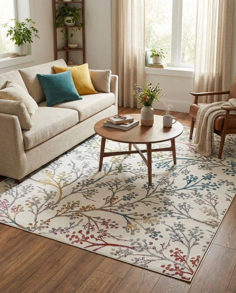 Meadow Breeze Collection Area Rug -  Sunbeam Rectangle Ivory  lifestyle 26