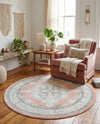 Beverly Grove Collection Area Rug -  Fairfax (Rose) Round Rose  lifestyle 30