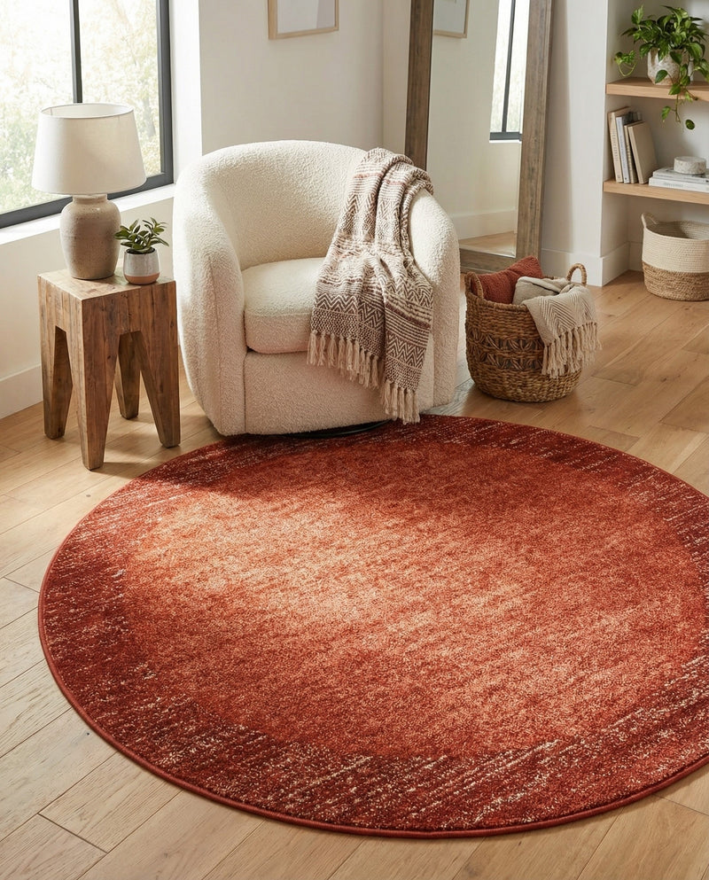 Studio Haven Collection Area Rug -  Conservatory (Terracotta) Round Terracotta  lifestyle 25