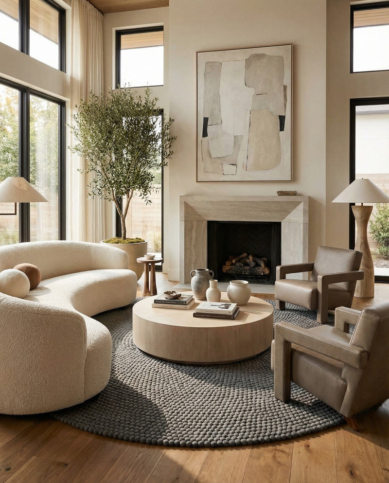 Woolen Sphere Collection Area Rug - Orbsburg (Gray) Round Gray  lifestyle 55