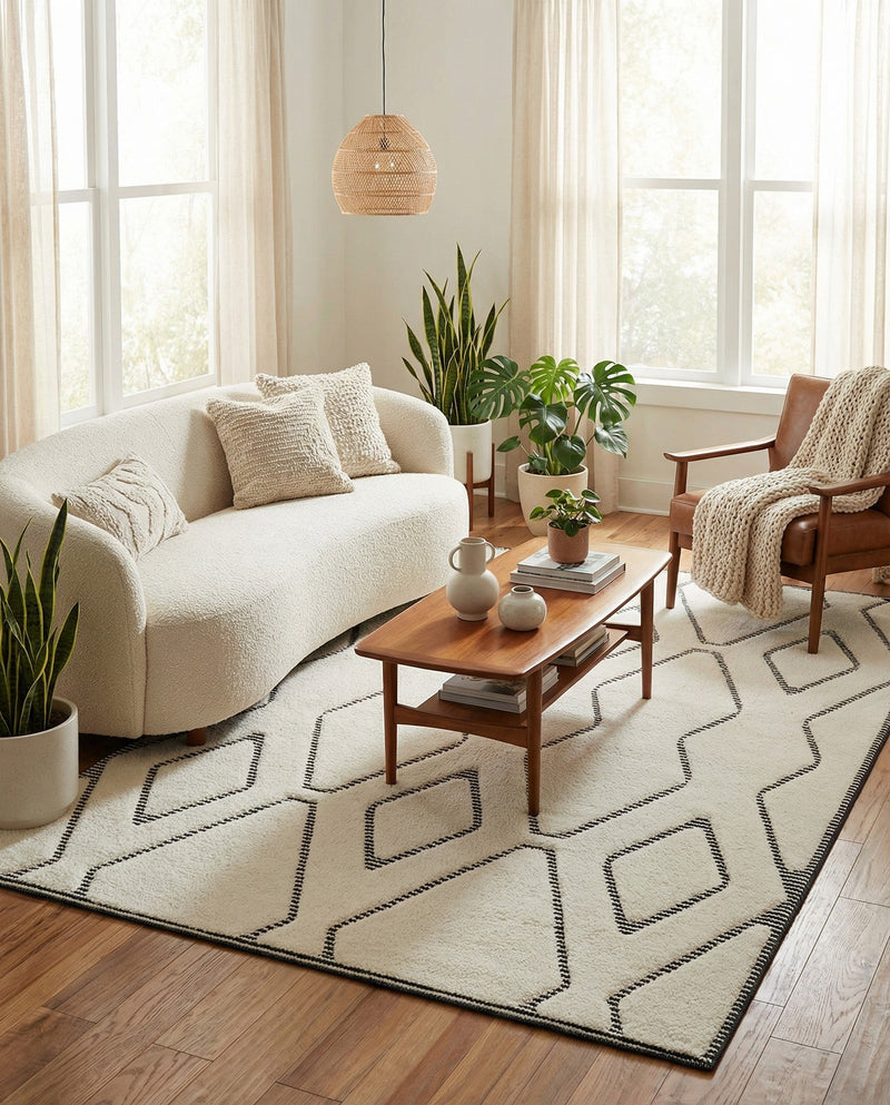 Monochrome Collection Area Rug -  Glacier Rectangle Ivory White  lifestyle 21