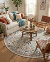 Seville Stripes Collection Area Rug -  Malaga (Ivory) Round Ivory  lifestyle 27