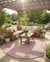 Sustainable Strands Indoor-Outdoor Oasis Collection Area Rug -  Sandbar (Multi) Round Multi  lifestyle 68