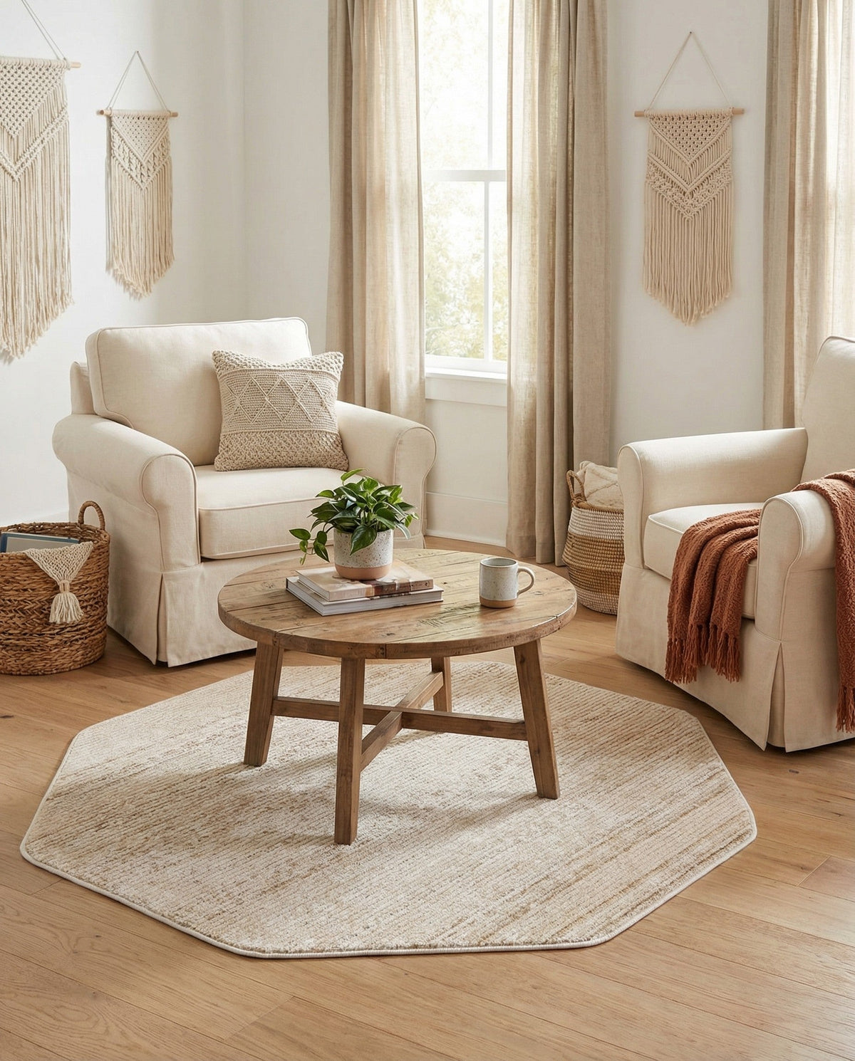 Jewel Oasis Collection Area Rug - Sapphire (Ivory) Octagon Ivory  lifestyle 126