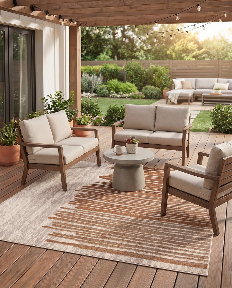 Urban Terrace Collection Area Rug -  Balcony Square Beige Brown  lifestyle 72