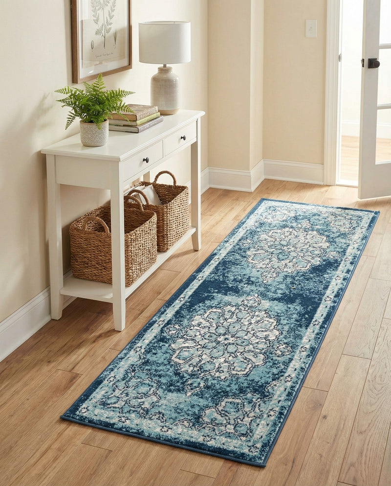 Beverly Grove Collection Area Rug - Melrose (Navy Blue) Runner Navy Blue  lifestyle 78