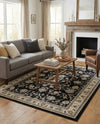 Isfahan Elegance Collection Area Rug - Naghsh-e Jahan (Black) Rectangle Black  lifestyle 35