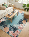 Seaside Blooms Collection Area Rug - Haven Rectangle Blue  lifestyle 25
