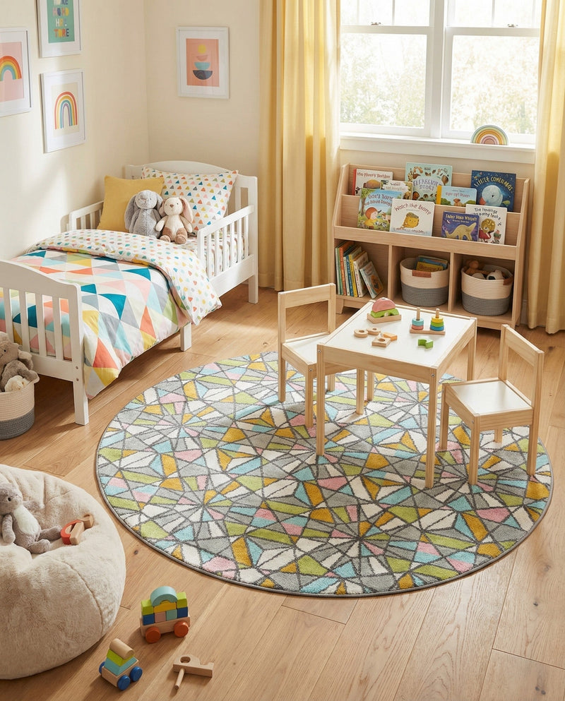 Wonder Tykes Collection Area Rug -  Chromatic Round Multi  lifestyle 44