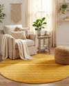Jewel Oasis Collection Area Rug - Sapphire (Yellow) Round Yellow  lifestyle 57