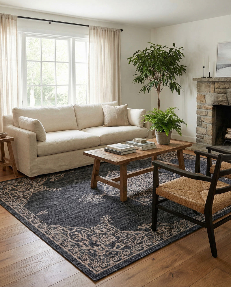 Patio Heritage Collection Area Rug -  Charleston (Charcoal Gray) Rectangle Charcoal Gray  lifestyle 12