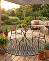 Savannah Pergola Collection Area Rug -  Pergola (Charcoal Gray) Round Charcoal Gray  lifestyle 31