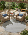 Seaside Stripes Collection Area Rug -  Boardwalk (Light Blue) Round Light Blue  lifestyle 31