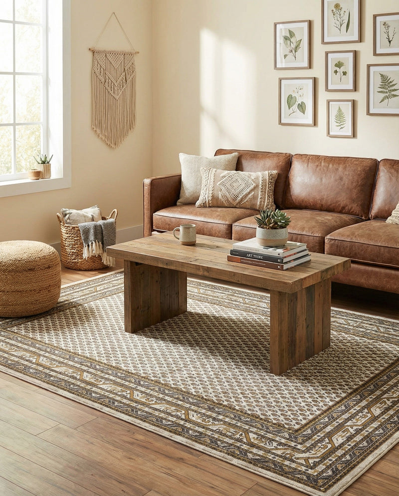 Soho Elegance Collection Area Rug -  Mercer (Beige) Rectangle Beige  lifestyle 17