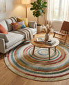 Outdoor Marrakesh Collection Area Rug -  Ouarzazate Round Multi Beige  lifestyle 79