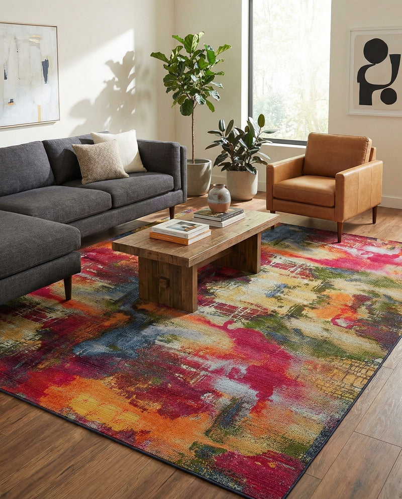 Urban Terrace Collection Area Rug -  Atrium Rectangle Multi  lifestyle 54