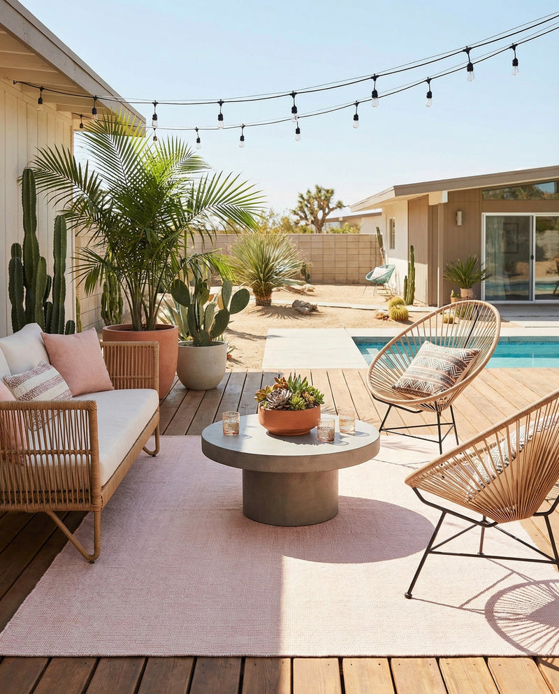 Jill Zarin Sedona Oasis Outdoor Collection Area Rug - Coconino (Pink Roses) Rectangle Pink Roses  lifestyle 16