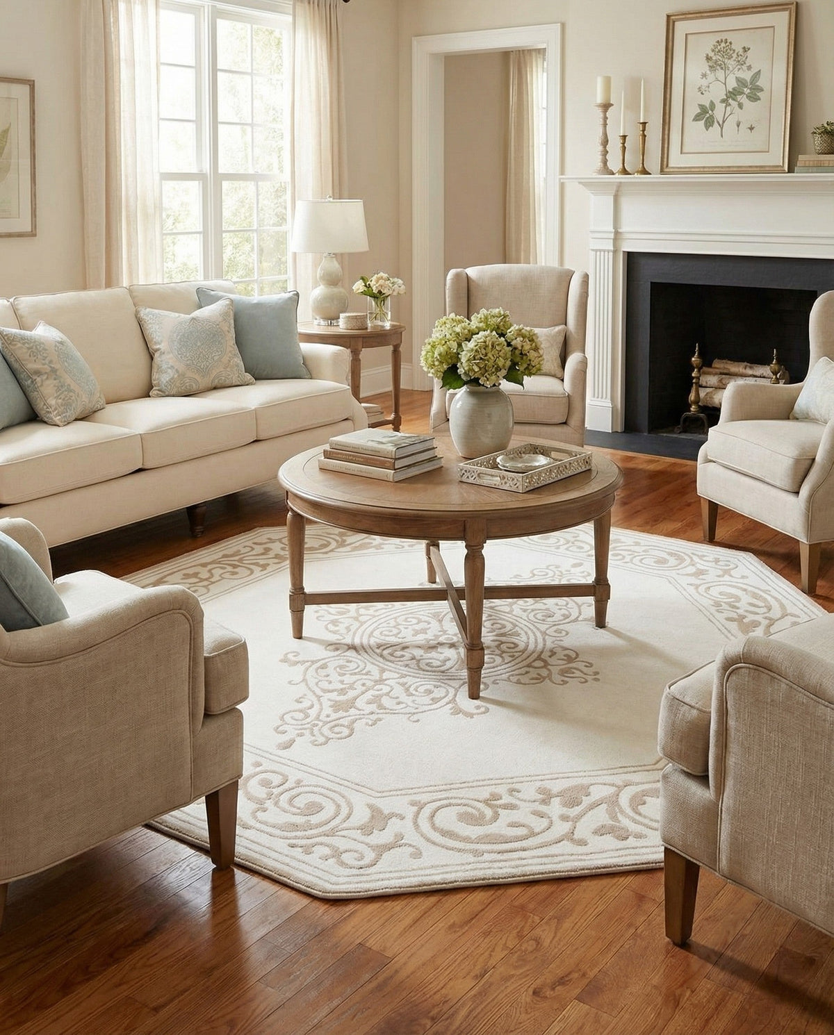 Sanctuary Retreat Collection Area Rug - Haven Octagon Snow White  lifestyle 138