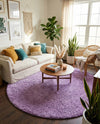 Plush Oasis Collection Area Rug - Serenity (Lilac) Round Lilac  lifestyle 45
